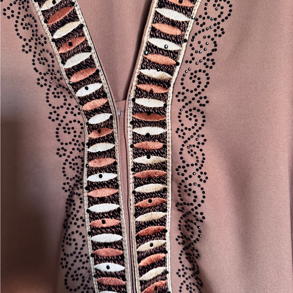 Brown Embroidered Long Robe - Picture 3 of 4